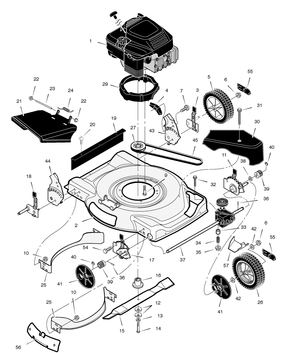 Mower Housing Assembly Diagram and Parts List for 226111X92A 2004 Briggs and Stratton Lawn Mower